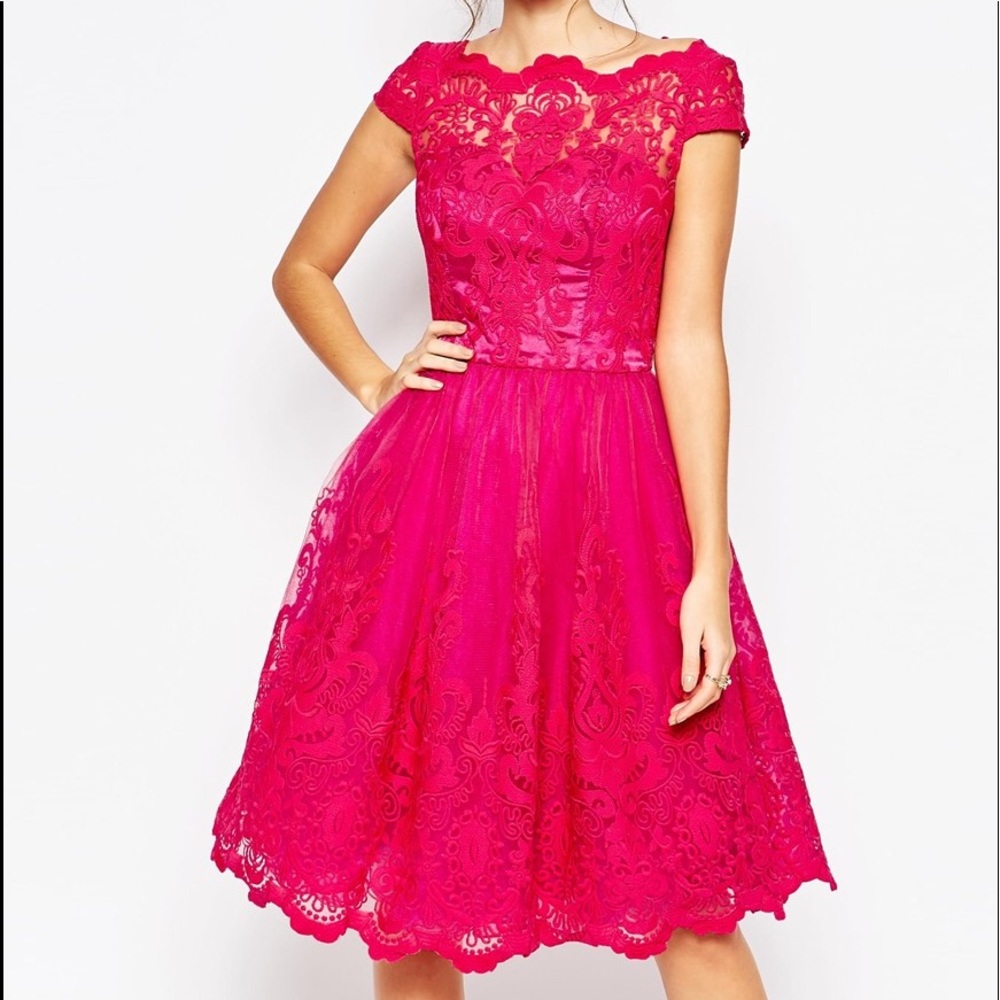 Chi chi London ModCloth pink lace swing dress NWT